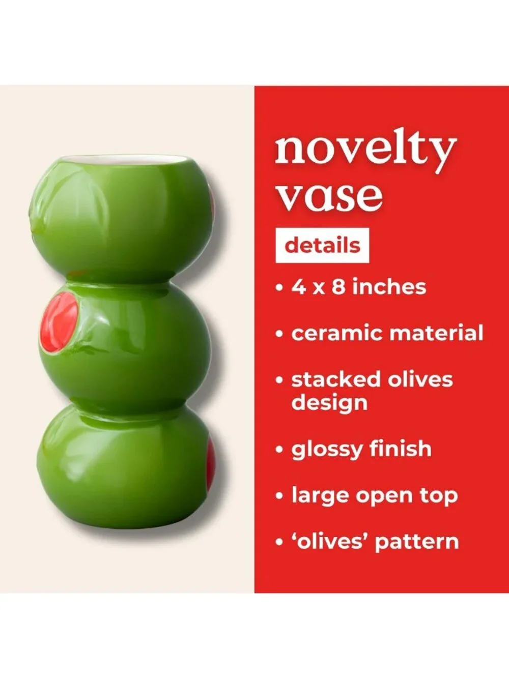 Chic Novelty Ceramic Vase - Stacked Olives Design for Home Decor & Gifts